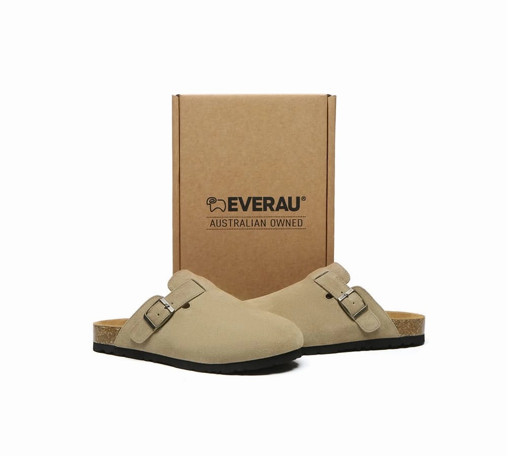 EVERAU Men Adjustable Buckled Straps Slip-on Flat Sandal Slides Large Size Mason Big Fur Slippers