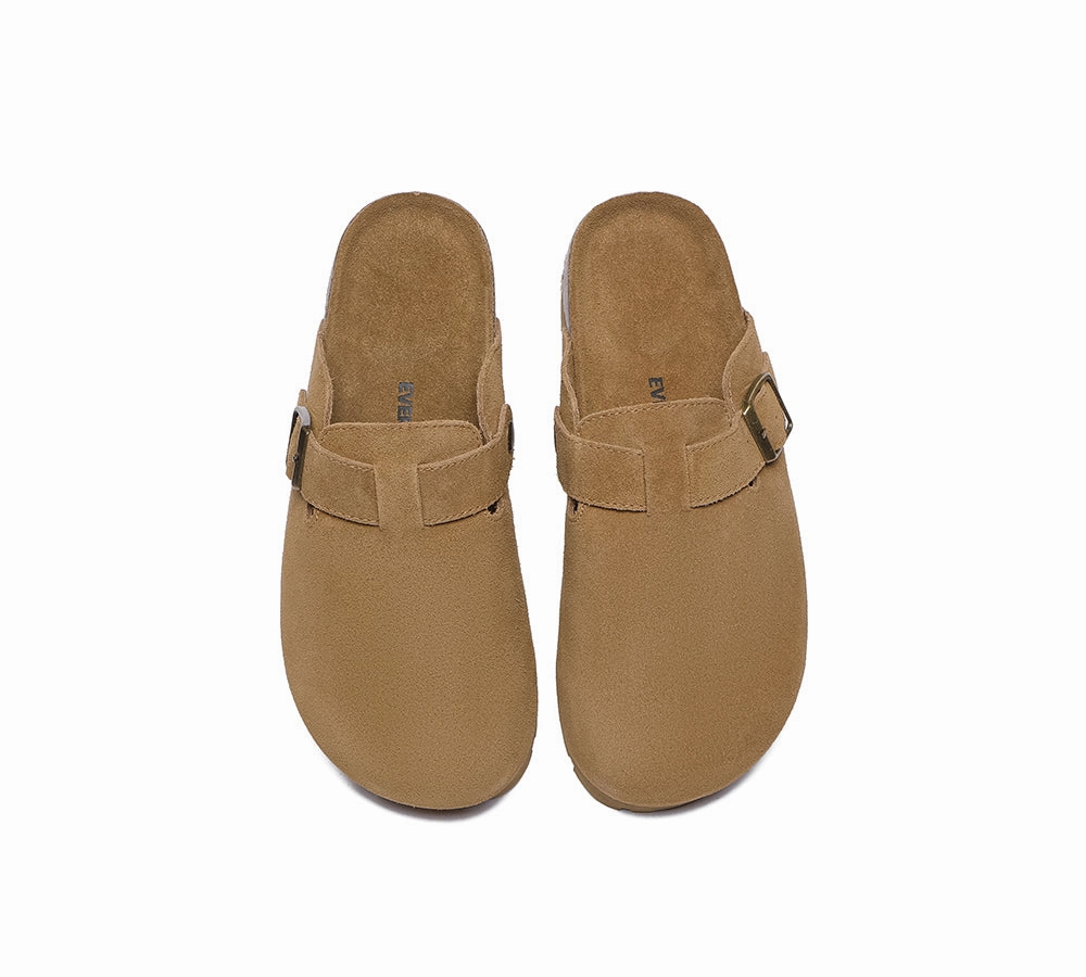 EVERAU Men Adjustable Buckled Straps Slip-on Flat Sandal Slides Large Size Mason Slippers Extra Wide