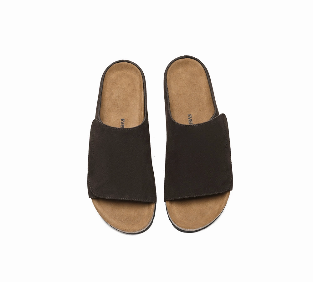 EVERAU Men Adjustable Embossed Slip-on Summer Slides Justice Sandals Beaches Resort