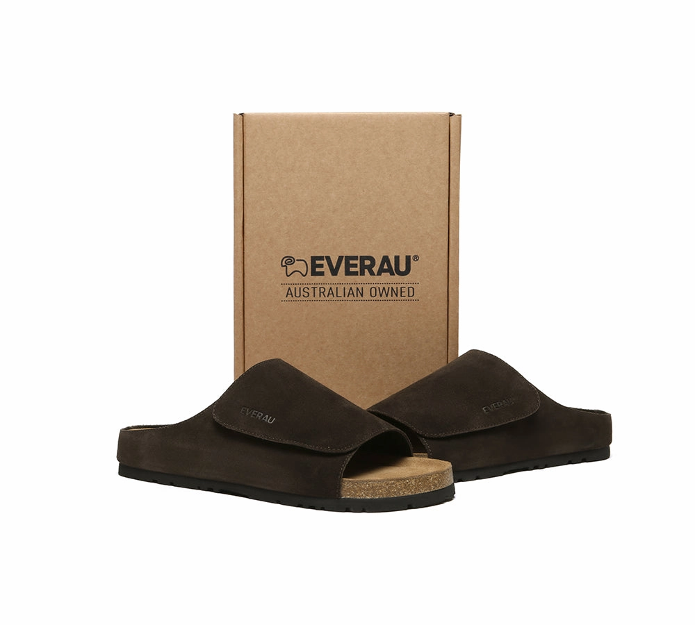 White High Heel Sandals EVERAU Men Adjustable Embossed Slip-on Summer Slides Justice