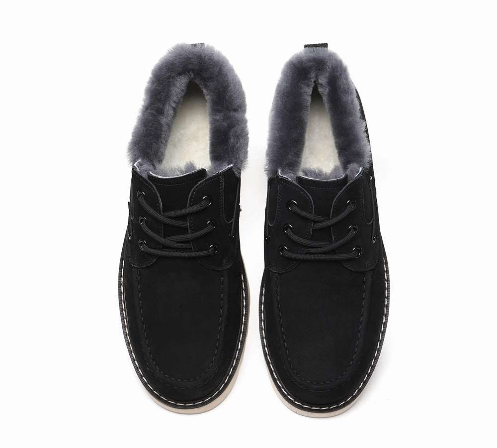 Good Casual Shoes For Flat Feet EVERAU Men Sheepskin Wool Lace Up Casual Shoes Trekker