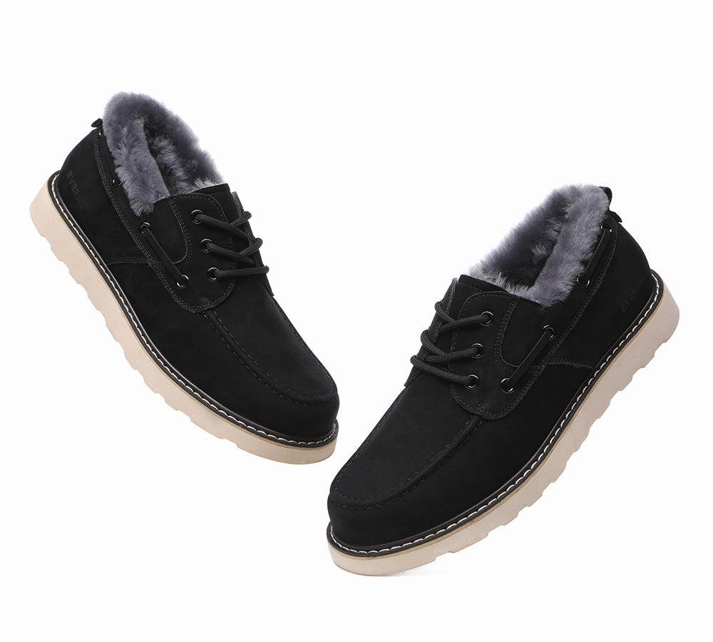 Business Casual Shoes For Work EVERAU Men Sheepskin Wool Lace Up Casual Shoes Trekker