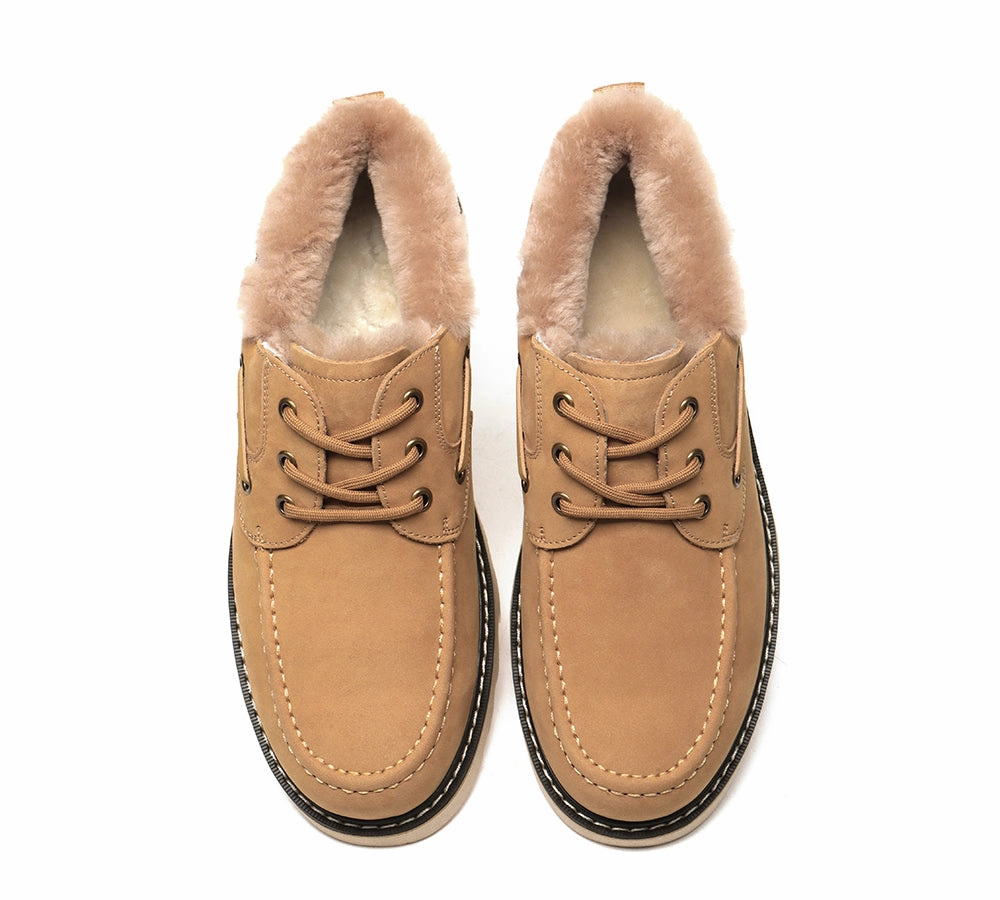 Cloud Casual Shoes EVERAU Men Sheepskin Wool Lace Up Casual Shoes Trekker