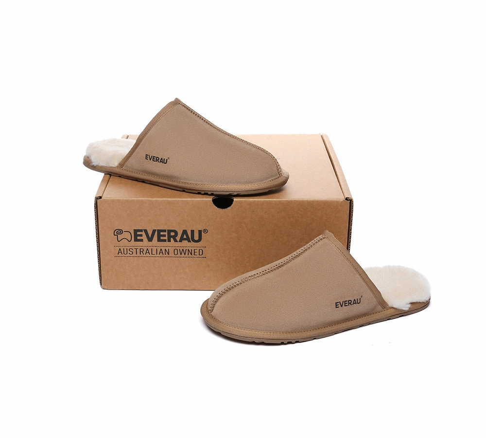 EVERAU UGG Slippers Men Sheepskin Wool Scuff Bennett Georgia Slippers