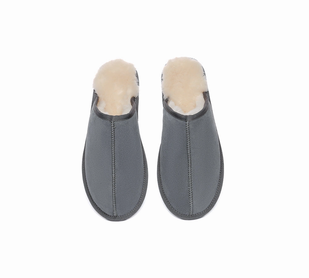 EVERAU UGG Slippers Men Sheepskin Wool Scuff Bennett Scott Slippers