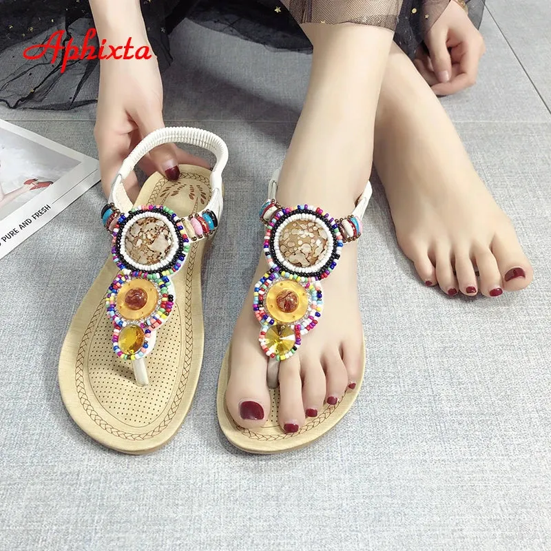 Summer Elastic Band Gladiator Sandals Women Flat Beach Shoes Flip Or Flop Tv Show