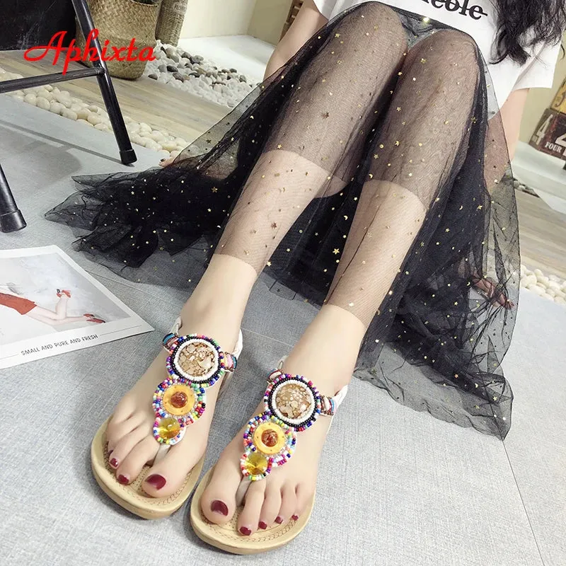 Flip Flops At The White House Summer Elastic Band Gladiator Sandals Women Flat Beach Shoes