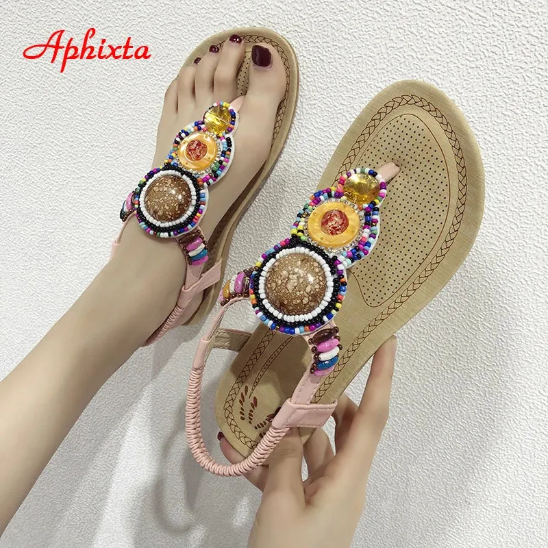 Summer Elastic Band Gladiator Sandals Women Flat Beach Shoes Love And Flip Flops