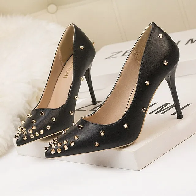 Haflingers Slippers Fashion Women Pumps Rivet Sexy Women High Heel Shoes