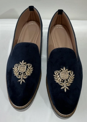 DARK NAVY BLUE SUEDE SHOES FOR MEN High Suede Loafers