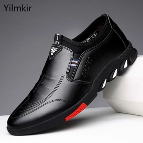 Fashion Men's Popular Casual Flat Shoes Outdoor Soft Soled Travel Sneakers Vogue Leather Men Business Non Slip Breathable Shoes Wedding Shoes Bride