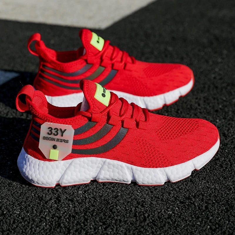 Men Casual Sports Shoes Breathable Lightweight Sneakers Summer Outdoor Tennis Running Walking Shoes Male Vulcanized Shoes Man High Vamp Flat Shoes