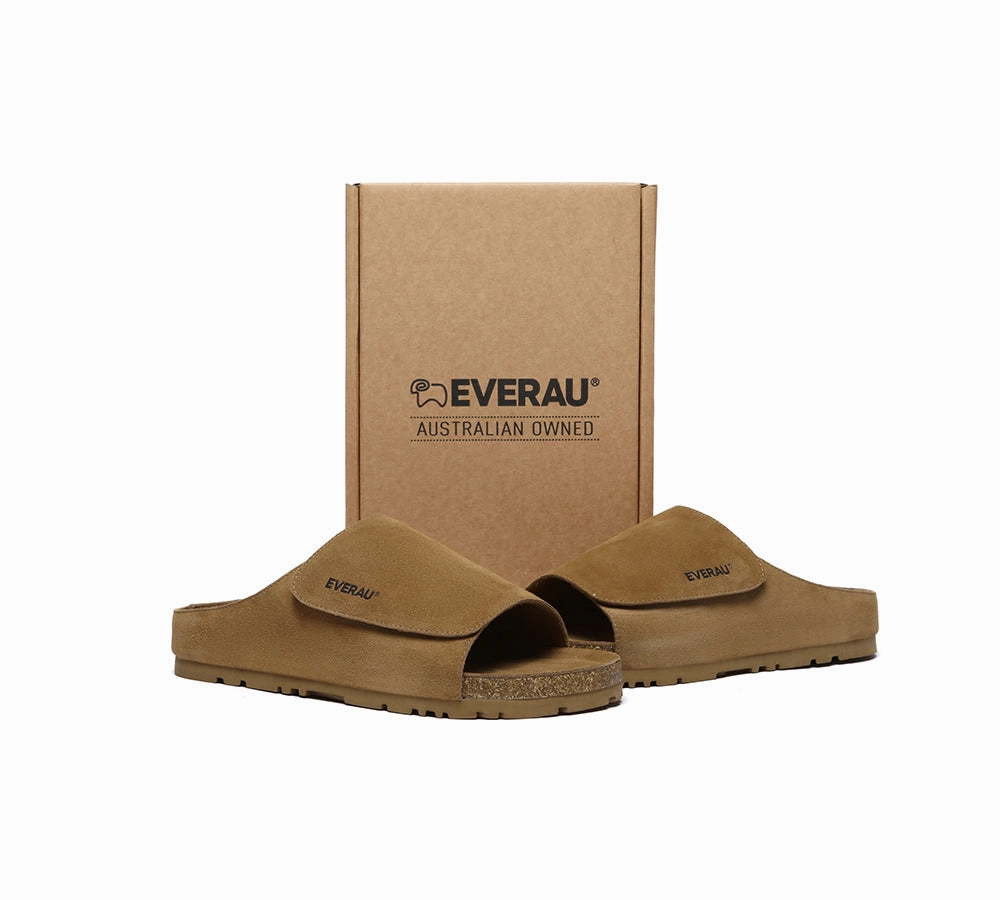 EVERAU Men Adjustable Embossed Slip-on Summer Slides Large Size Justice Oran Sandals