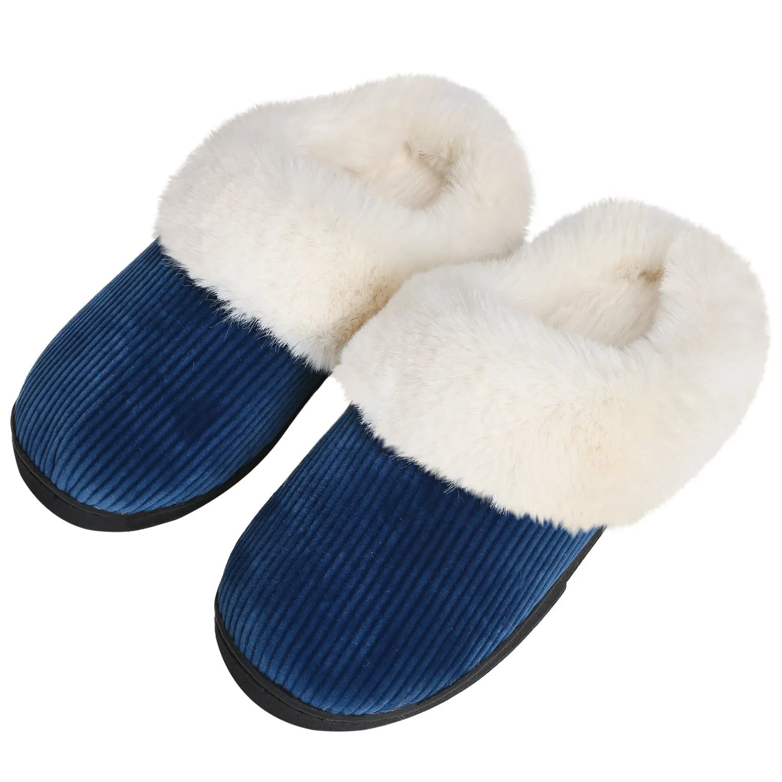 Tazz Slippers Nearby Faux Fur Heeled Slippers Non-Skid Soft Memory Foam Slip-on Cute Casual Home Shoes Fuzzy Comfy Cozy Warm Winter for Women Indoor