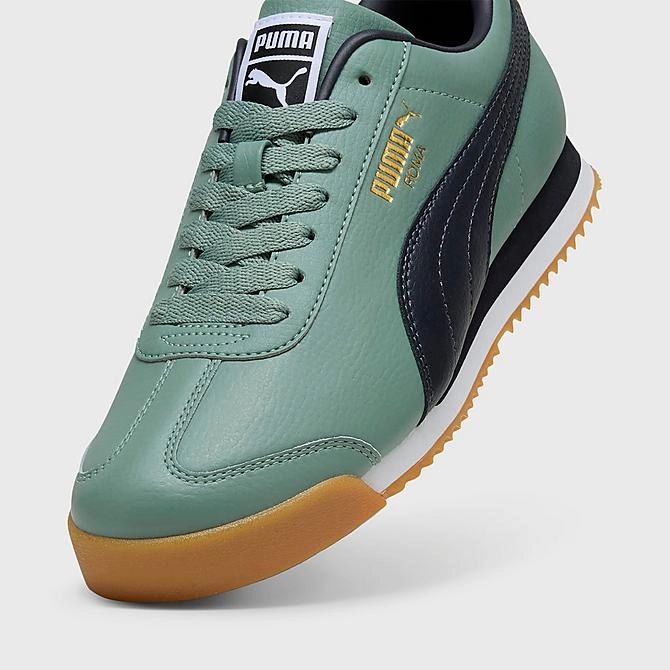 Puma Men's Roma 24 Shoes - Green Moon / New Navy Puma Suede Basketball Shoes