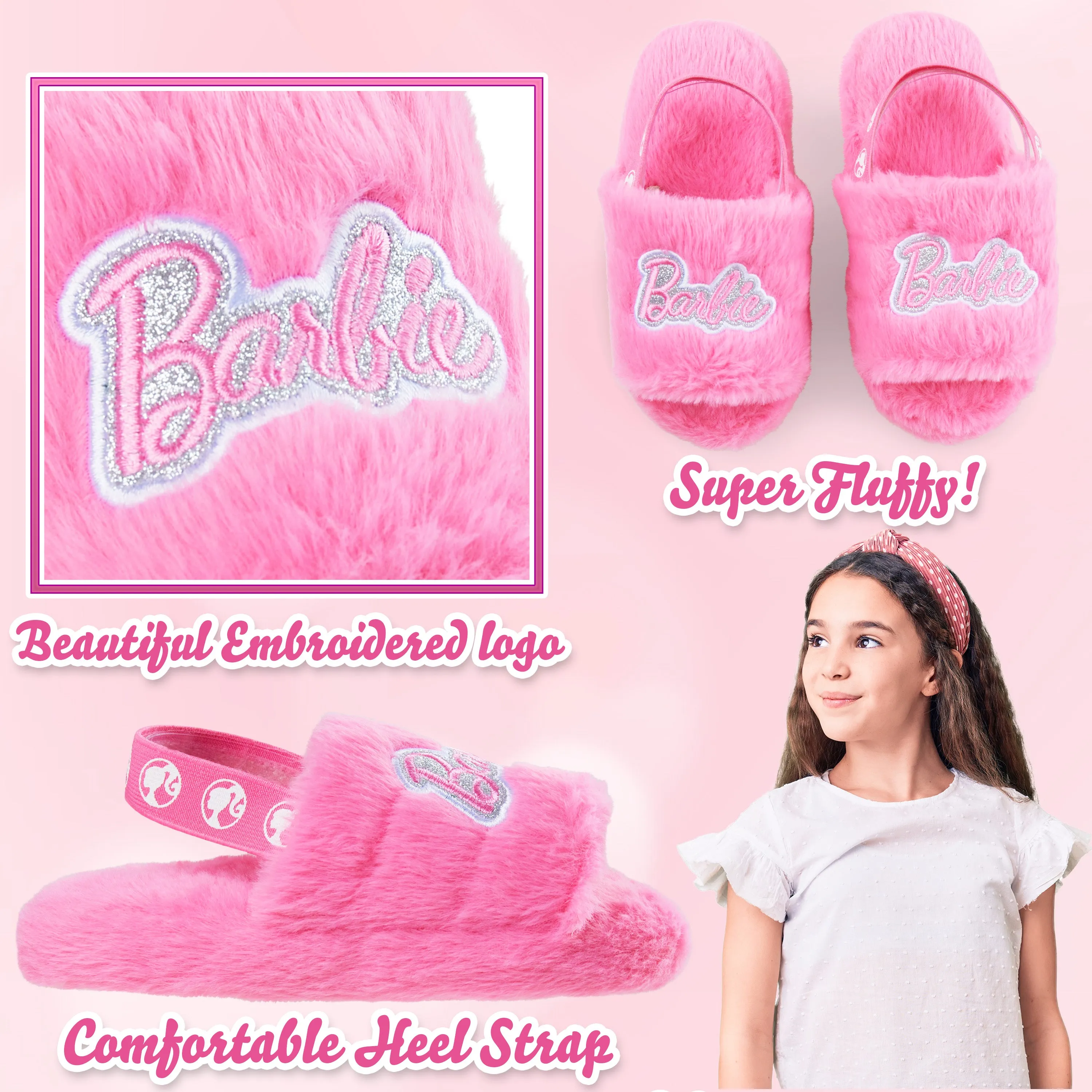 Fur Claw Slippers Barbie Women's Fluffy Slippers, Comfy Mule House Shoes - Cosy Gifts for Her