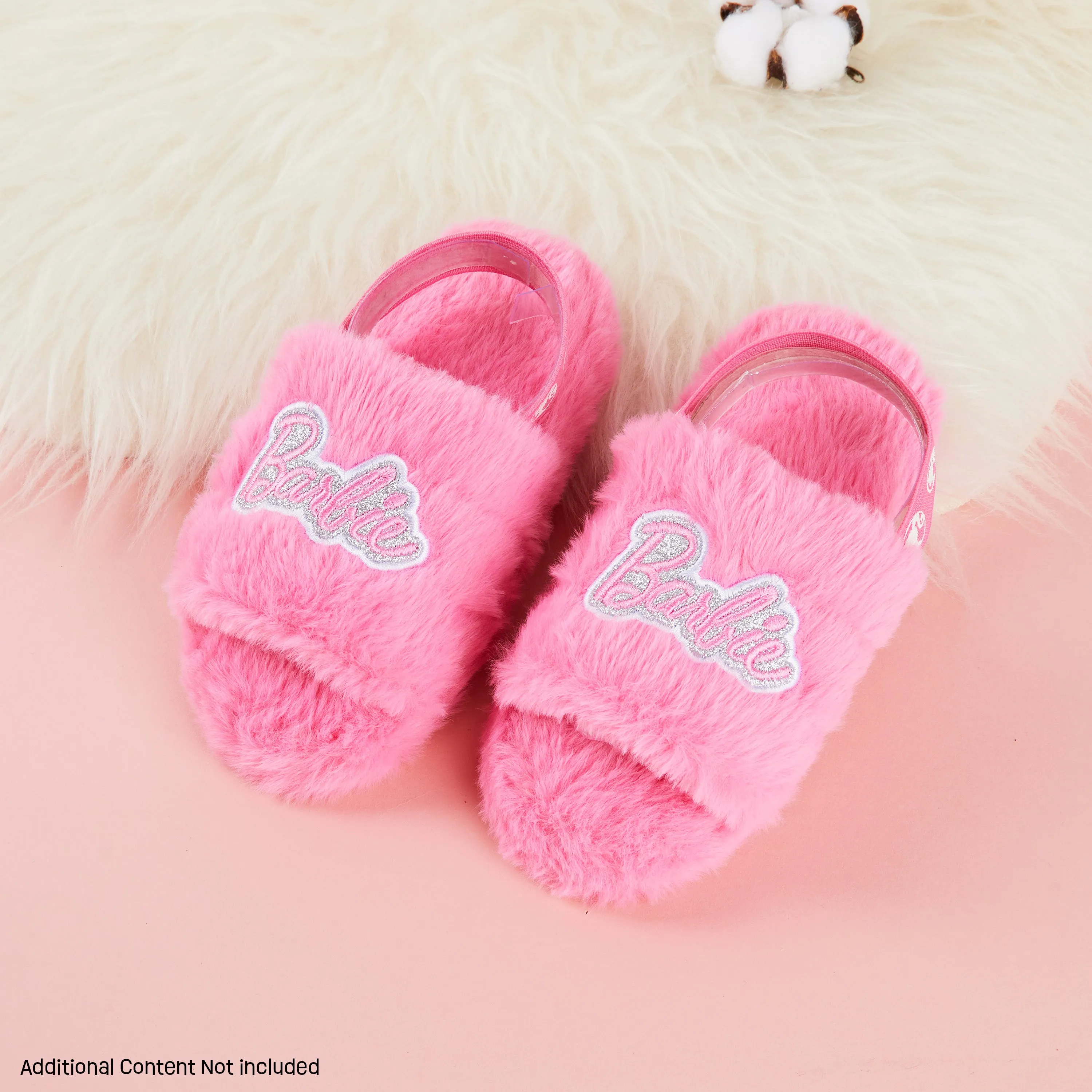Barbie Women's Fluffy Slippers, Comfy Mule House Shoes - Cosy Gifts for Her Flat Slippers