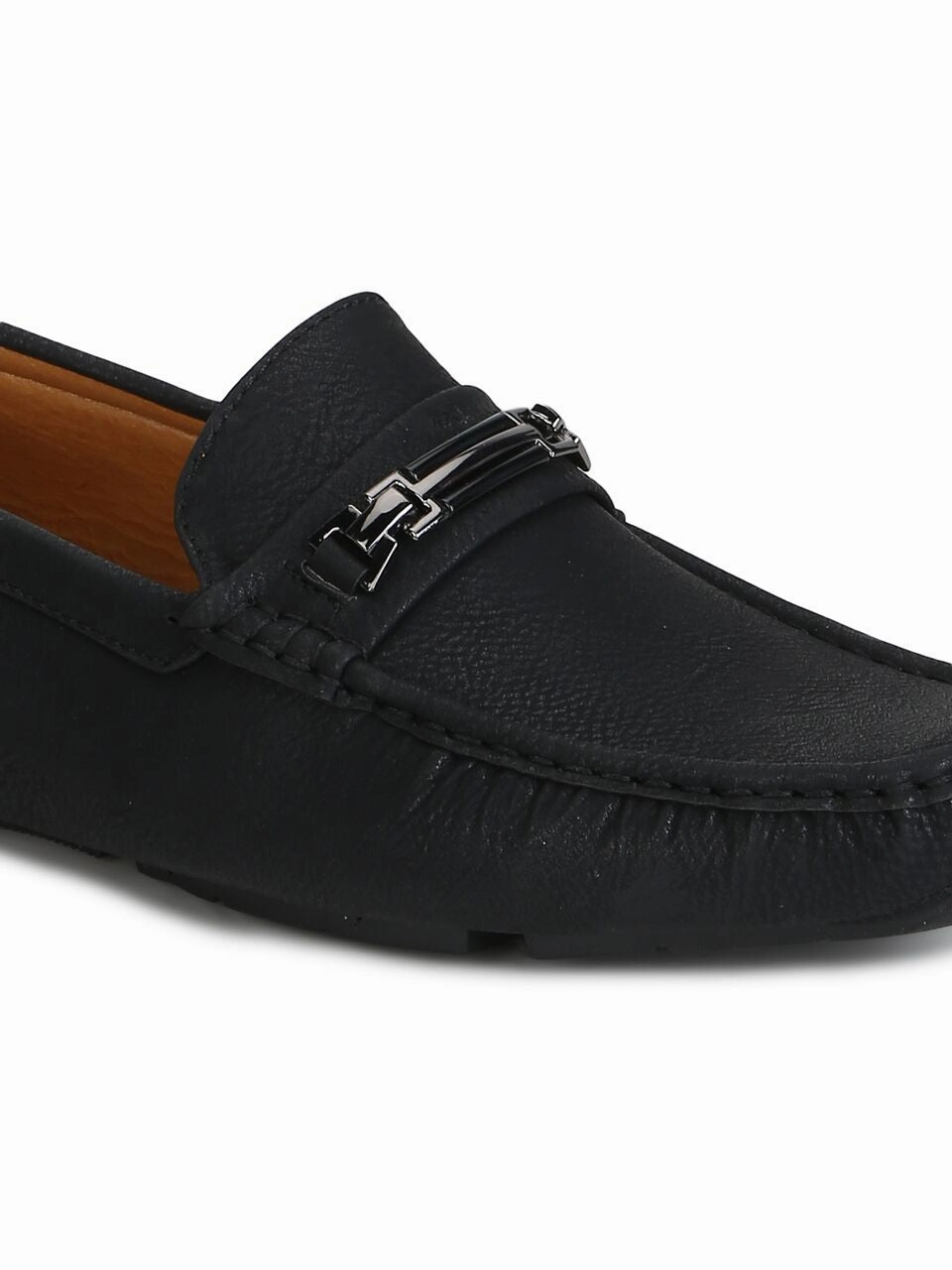 Best Jeans For Loafers Black PU Horsebit Loafers