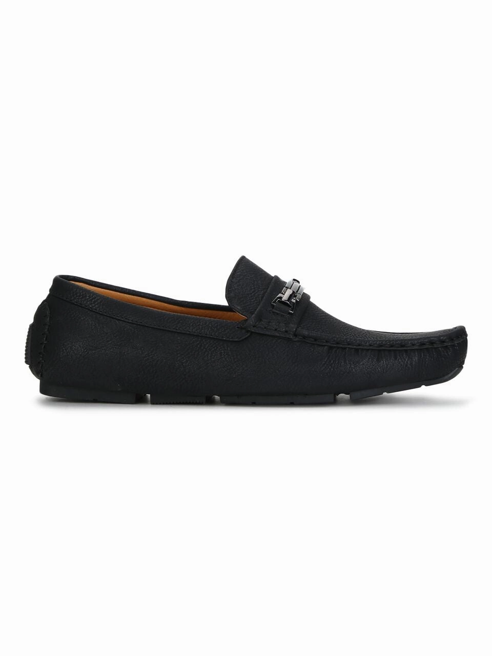 Stretch Loafers Black PU Horsebit Loafers
