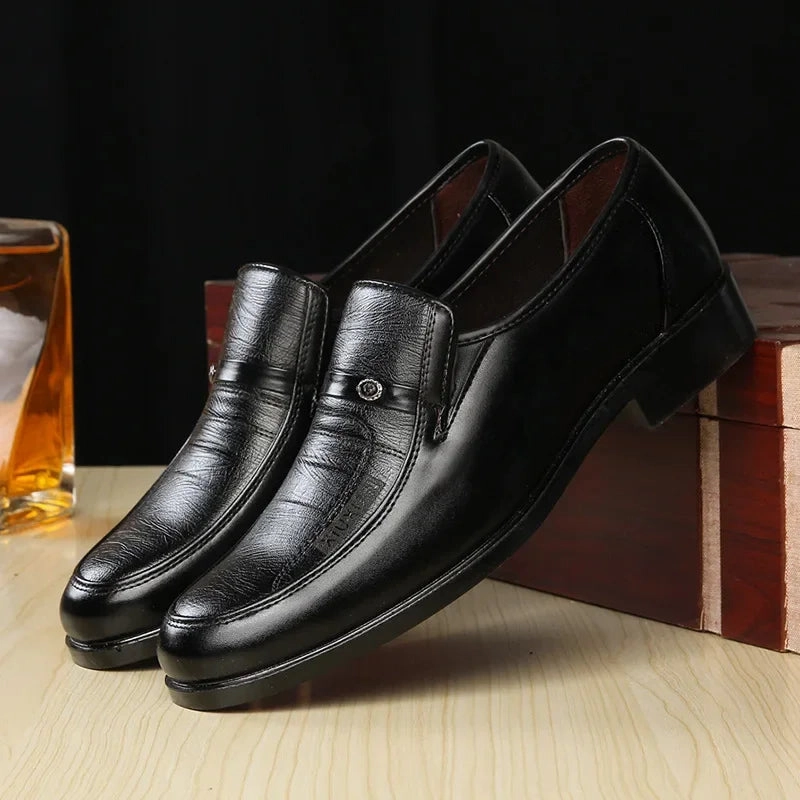 Wide Fit Flat Mary Jane Shoes Men's Dress Shoes New Brand Men Business Leather Formal Flat Shoes for Work Office Men Round Shoe Breathable Party Wedding Shoes