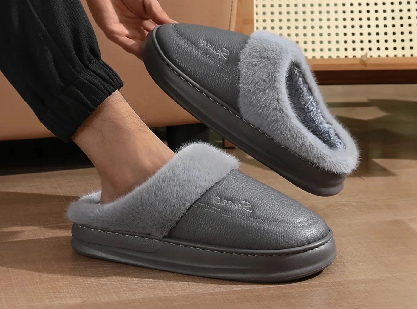 Moccasin Slippers FitVille Men's Waterproof Winter Slippers