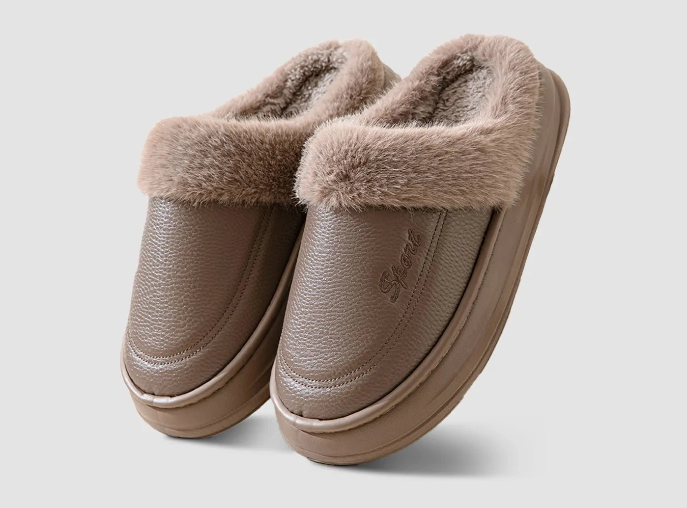 FitVille Men's Waterproof Winter Slippers Ladies Velcro Slippers