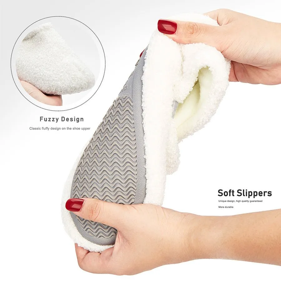 Down Camp Slippers Women Casual Fluffy House Slippers with Polar Fleece Lining