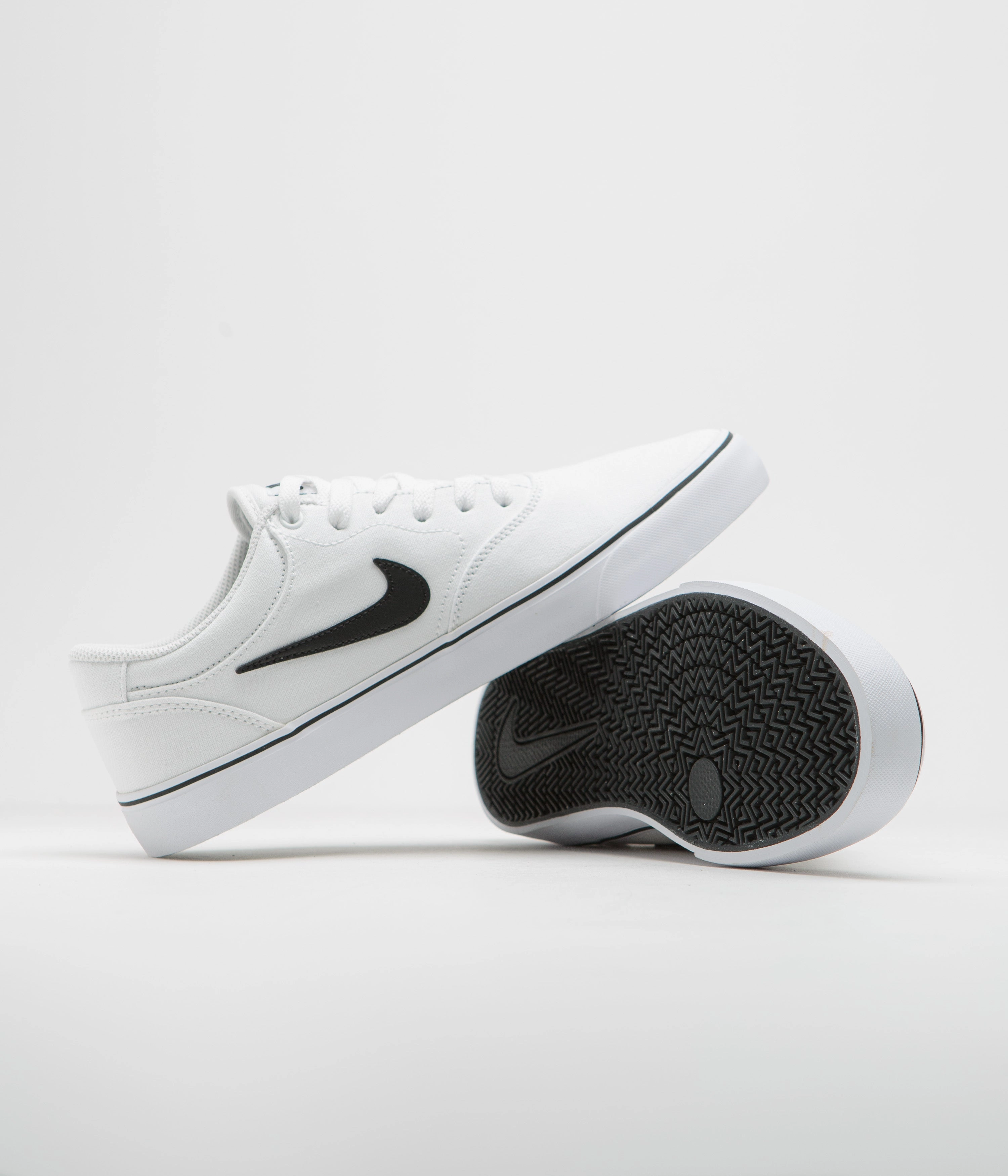 Nike SB Chron 2 Canvas Shoes - White / Black - White Second Hand Asics Shoes