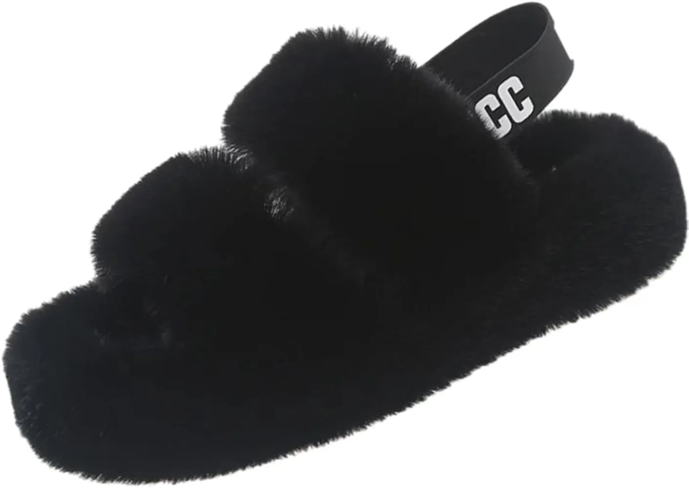 Women's Fuzzy Slippers Adjustable Fluffy Thick Sole Cozy Comfy Memory Foam Open Toe House Slippers Faux Fur Soft Plush Two Band Slides Anti-Skid Indoor Outdoor Home Bedroom for Women   S472019 Bunny Slippers Dti