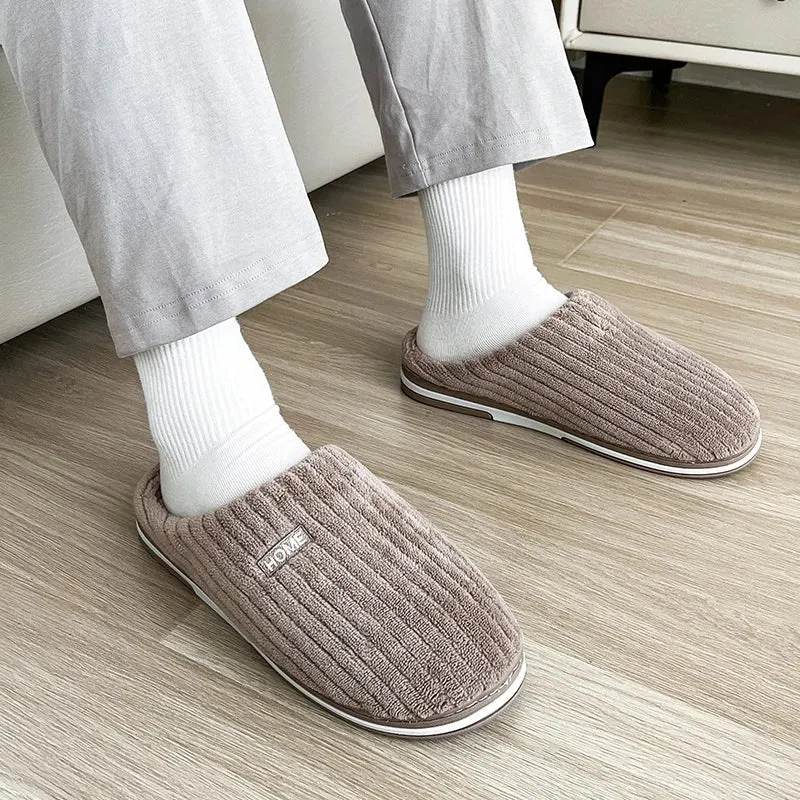 Slippers On Sale Solid Color Simple Cotton Slippers Winter Non-Slip Home Warm Plush Slippers Household Indoor Couple Women'S House Shoes