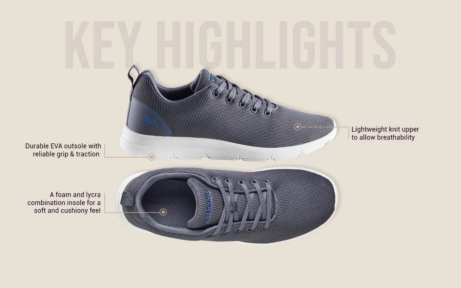 Comfort Stroll Sneakers : Grey 9.5 Sneakers