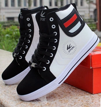 Men shoes 2016 new autumn pu leather men casual shoes Breathable High Top Lace-Up men flat with shoes Flat-pedal Bike Shoe