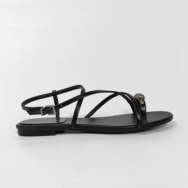 Teenage Sandals Fiora - Fashionable Cross Strap Flat Sandals for Women