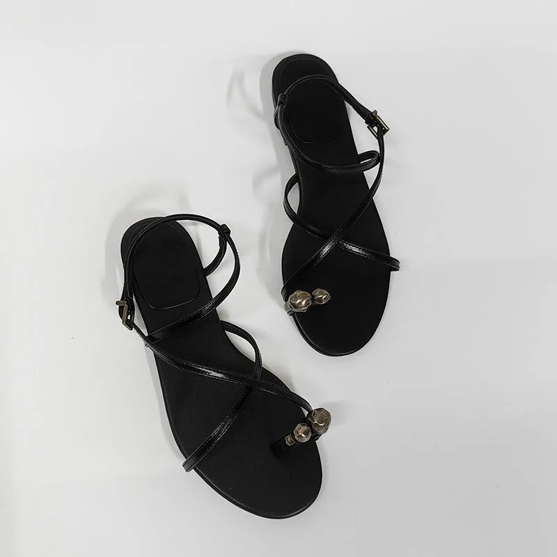 Fiora - Fashionable Cross Strap Flat Sandals for Women Platform Slide Sandals