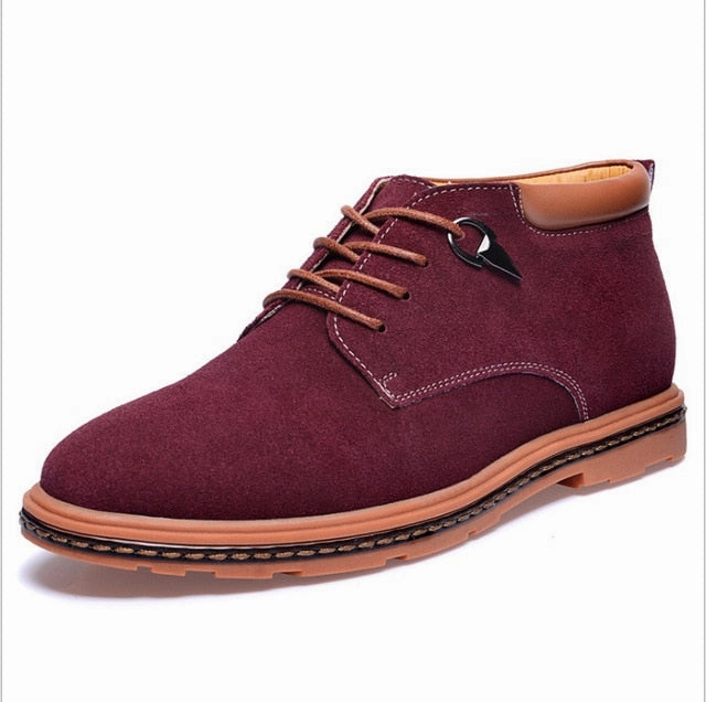 Casual Gym Merkmak Men Ankle Boots Man Suede Leather Boots New Fashion Lace Up Oxford Shoes Outdoor High Top Casual Shoes  Men's Snow Boots