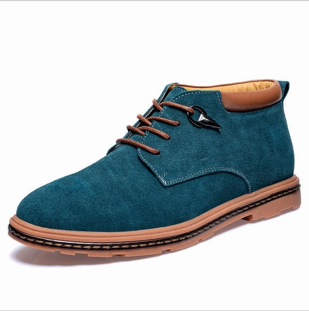 Merkmak Men Ankle Boots Man Suede Leather Boots New Fashion Lace Up Oxford Shoes Outdoor High Top Casual Shoes  Men's Snow Boots Originals Stan Smith Casual