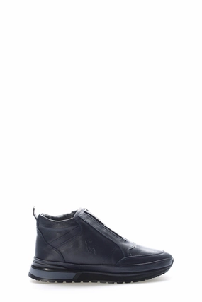 FST Genuine Leather Fur-Lined Men's Casual Boot 856KMA717 Navy Blue - Brockton Waterproof Casual Walking Shoes