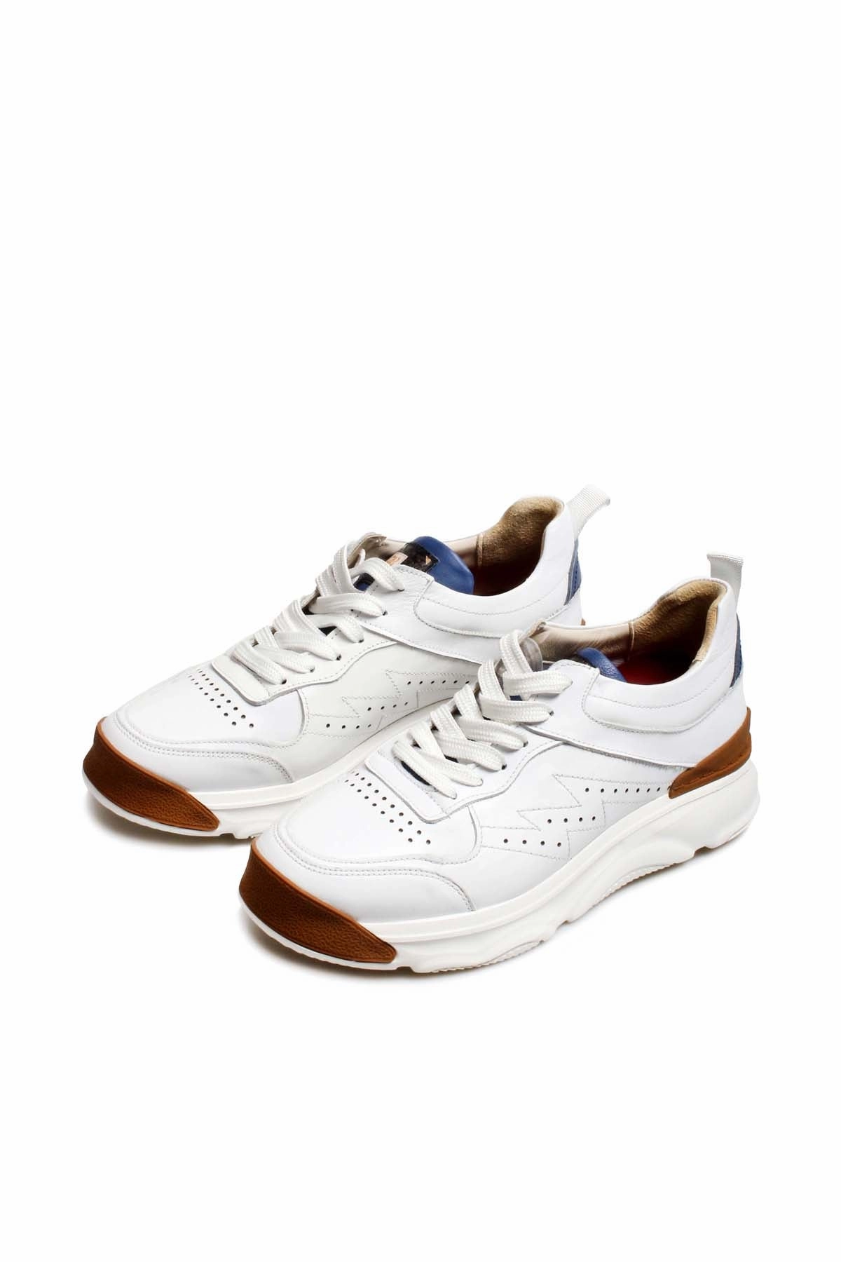 FST Genuine Leather Men's Casual Shoes 717MA17123 White Blue - Kearns Everyday Business Casual Shoes