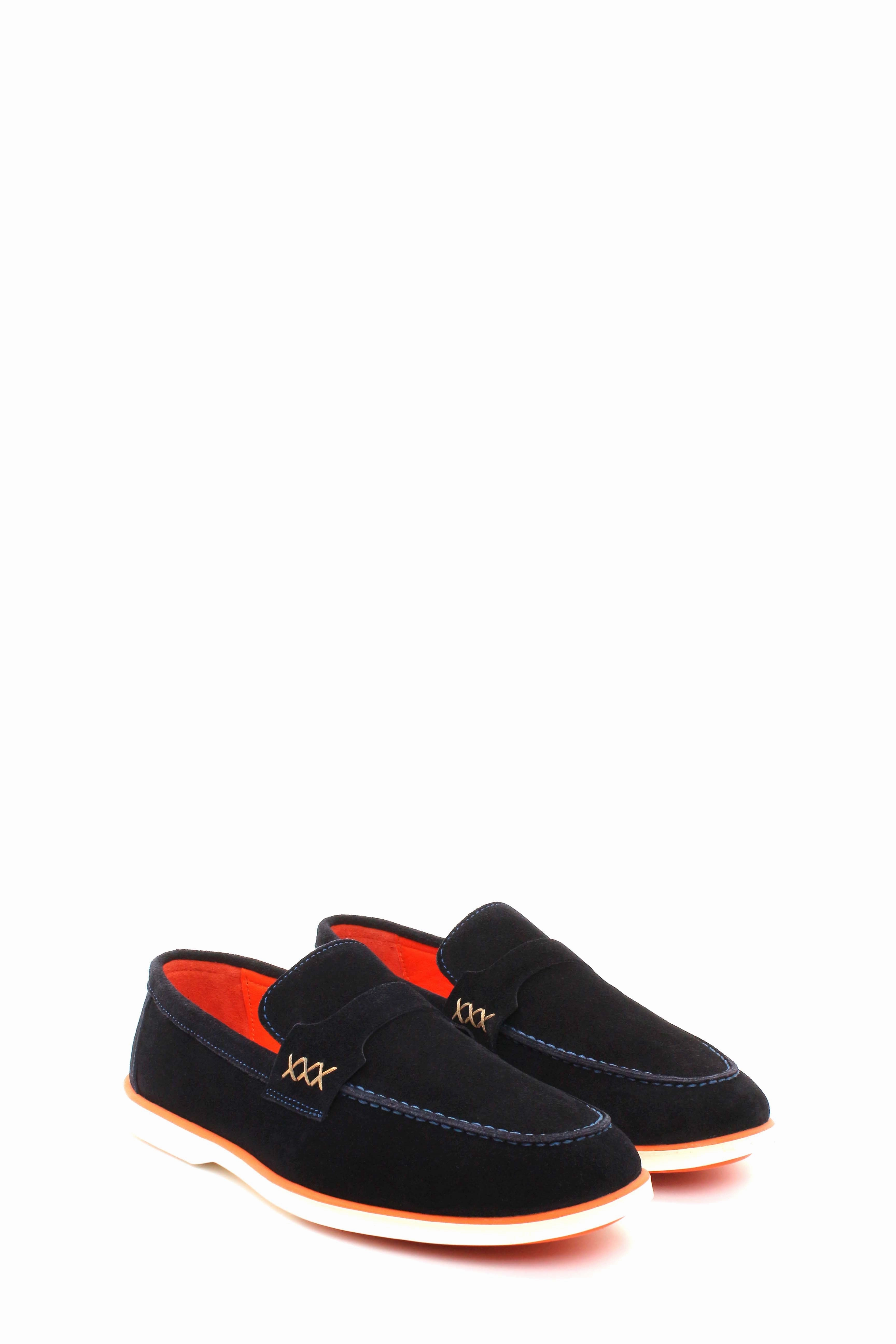 FST Genuine Leather Men's Casual Shoes 819MA050LP Navy Suede - Eboli 8053 Harvest Leather Casual Shoes