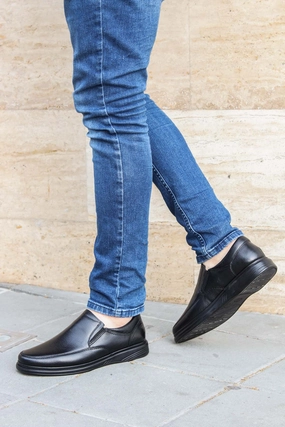 Casual Shoes Loafers FST Genuine Leather Orthopedic Men's Casual Shoes 815MA1301 Black - New Rochelle