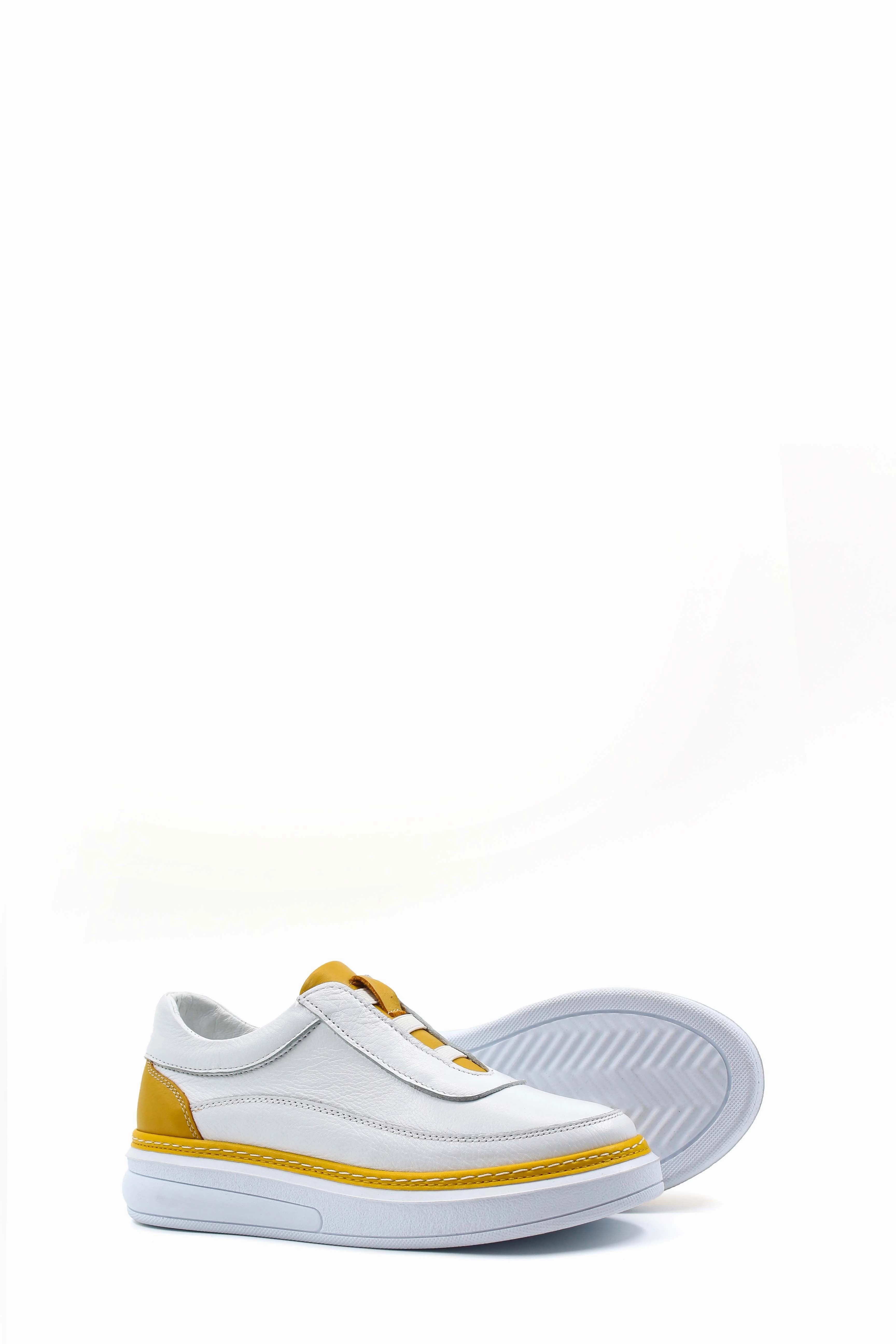 FST Genuine Leather Women's Casual Shoes 583ZA7024 White Yellow - Portsmouth Originals Prophere Casual Shoes