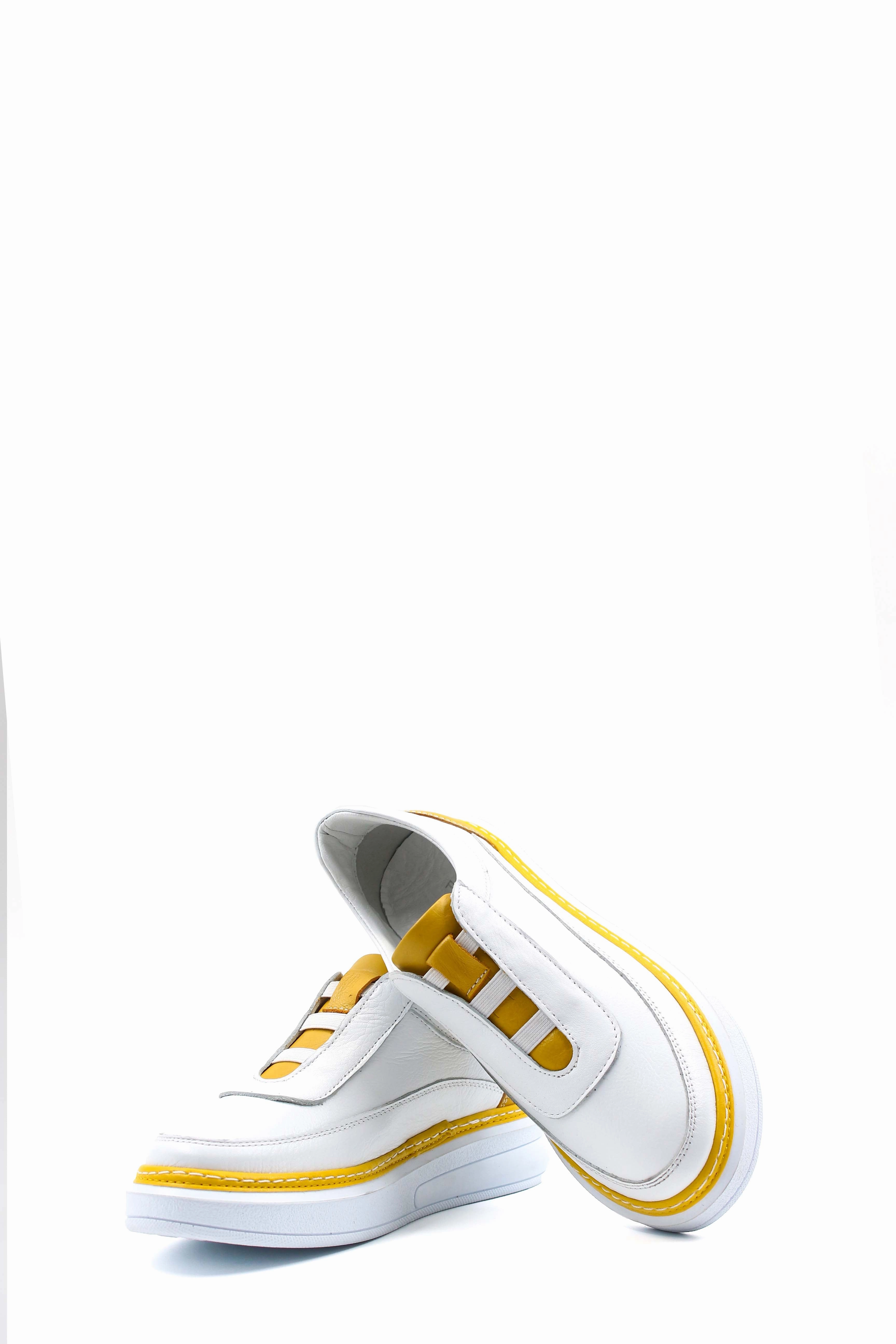 Casual Wear Running Shoes FST Genuine Leather Women's Casual Shoes 583ZA7024 White Yellow - Portsmouth
