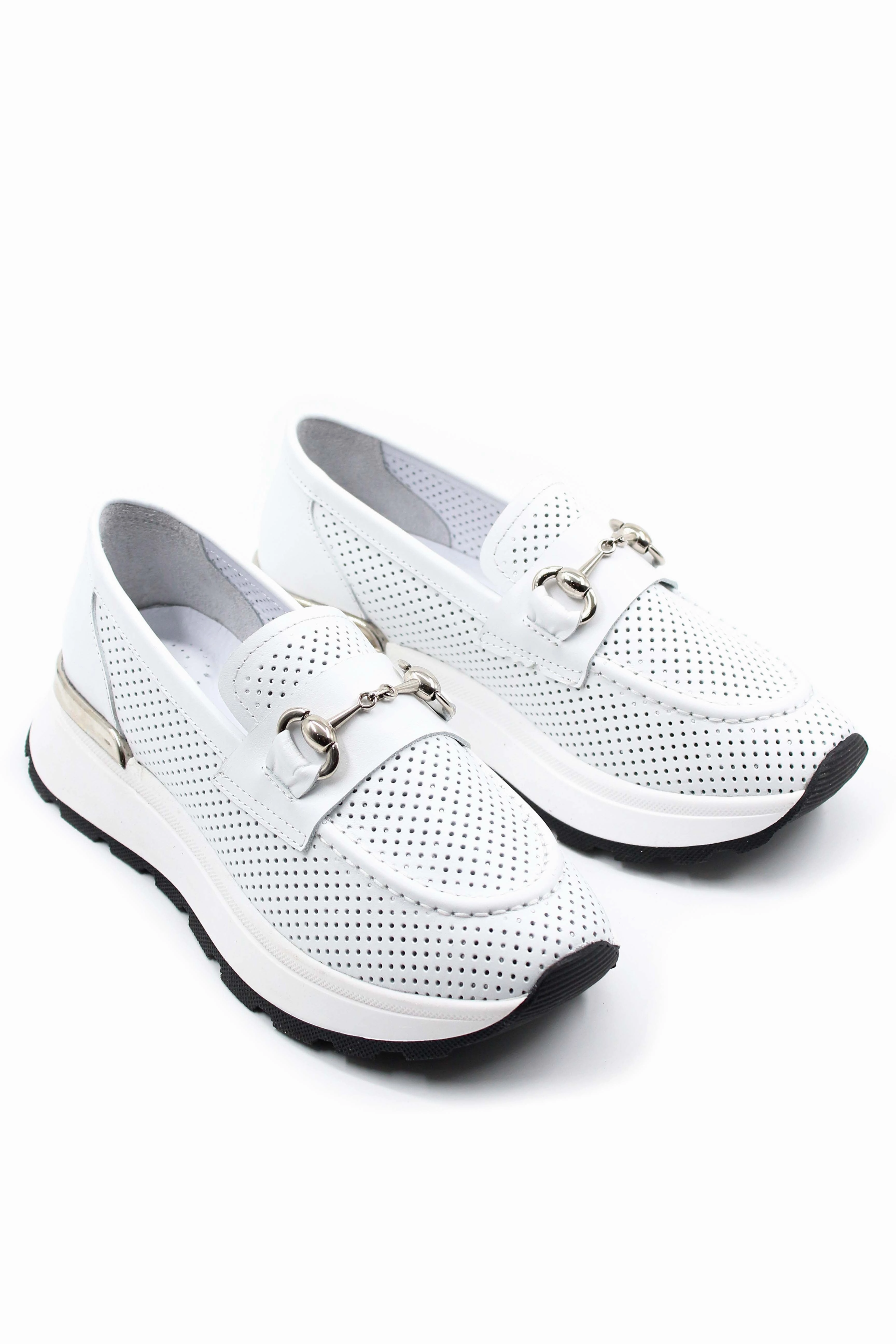 FST Genuine Leather Women's Casual Shoes 757ZA24021 White - Tracy Originals Forum Bold Stripes Casual Shoes