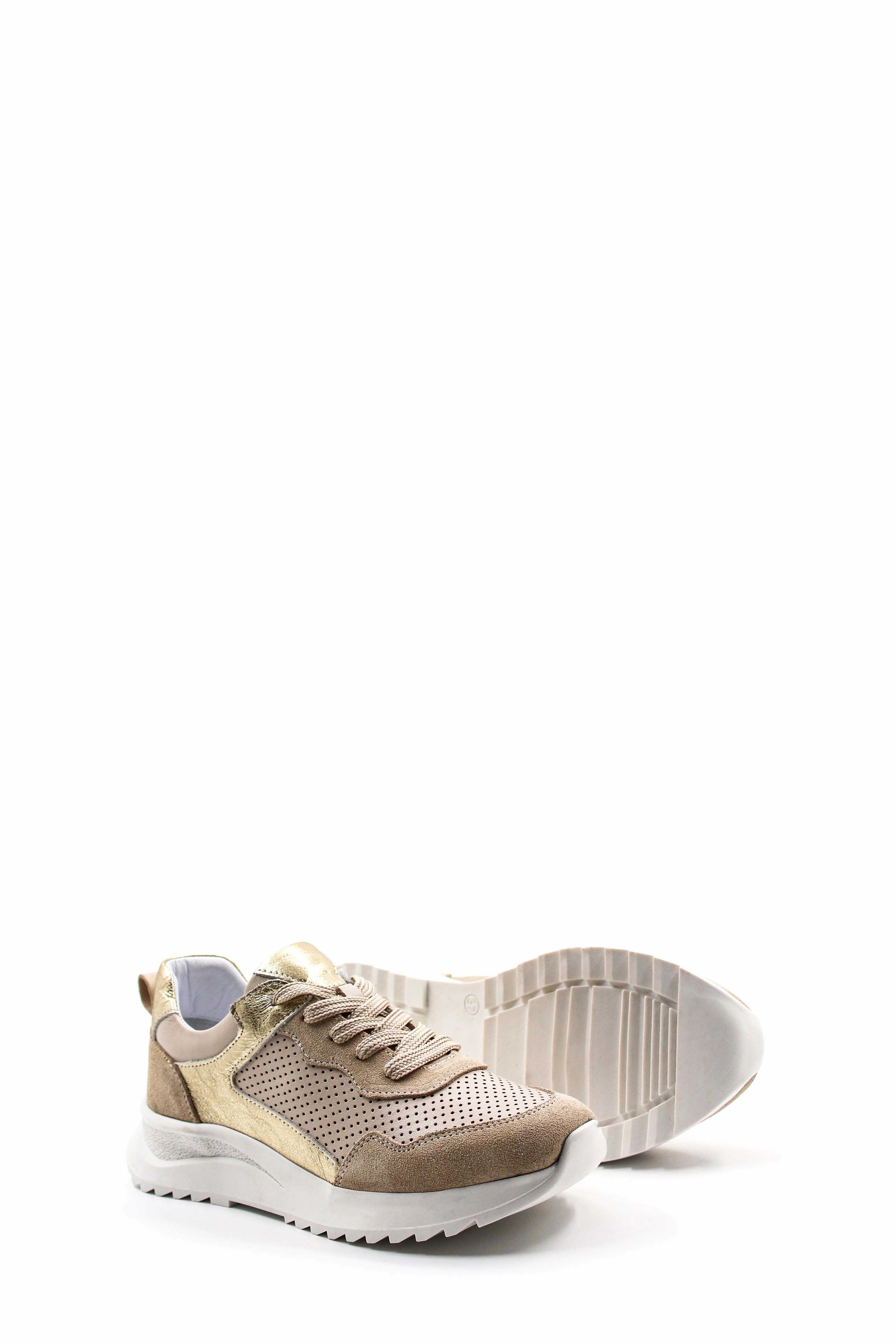 Brewster Casual Shoes FST Genuine Leather Women's Casual Shoes 757ZA24036 Beige Gold - Lviv