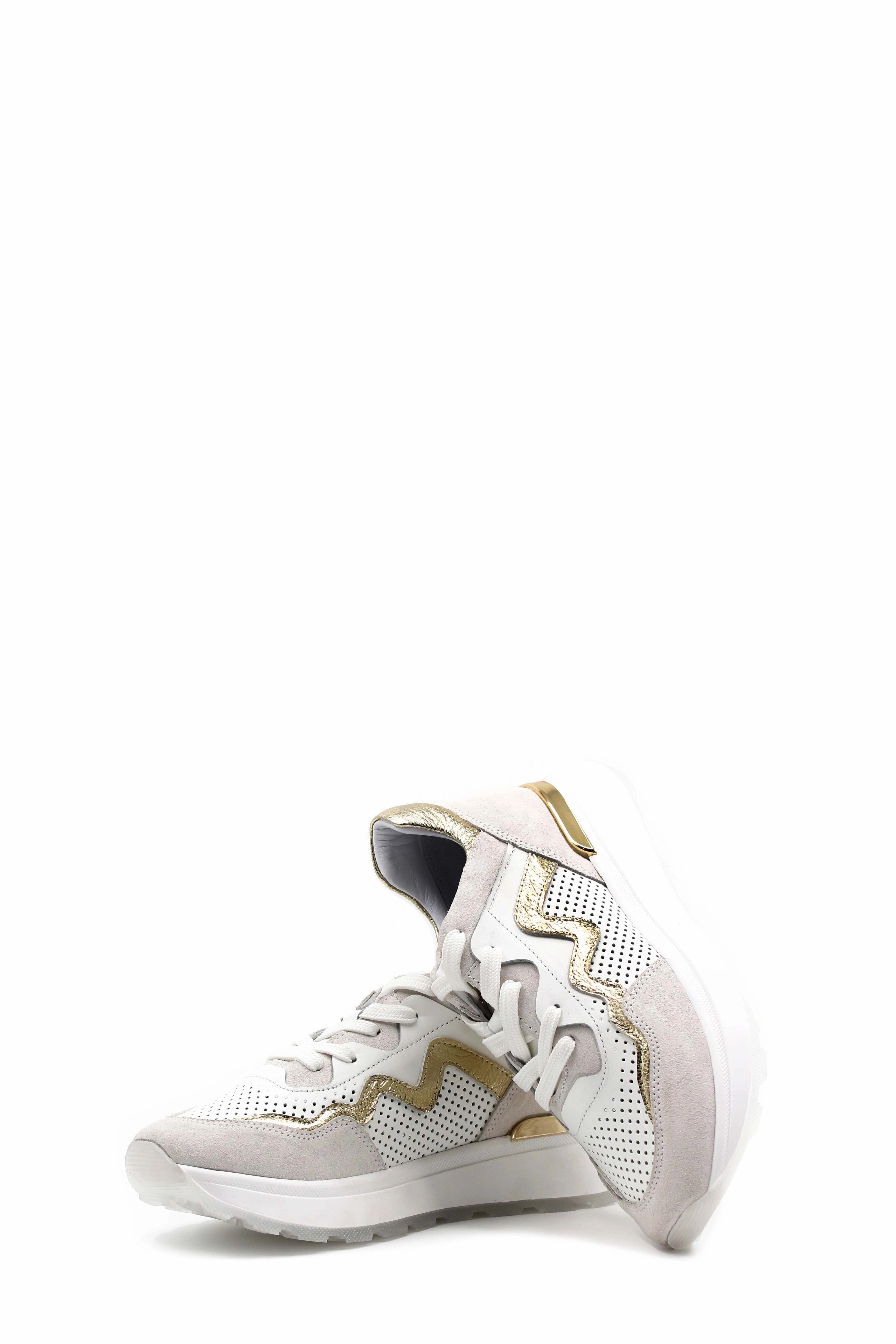 FST Genuine Leather Women's Casual Shoes 757ZA24046 White Gold - Arona Summer Shoes Casual Flats