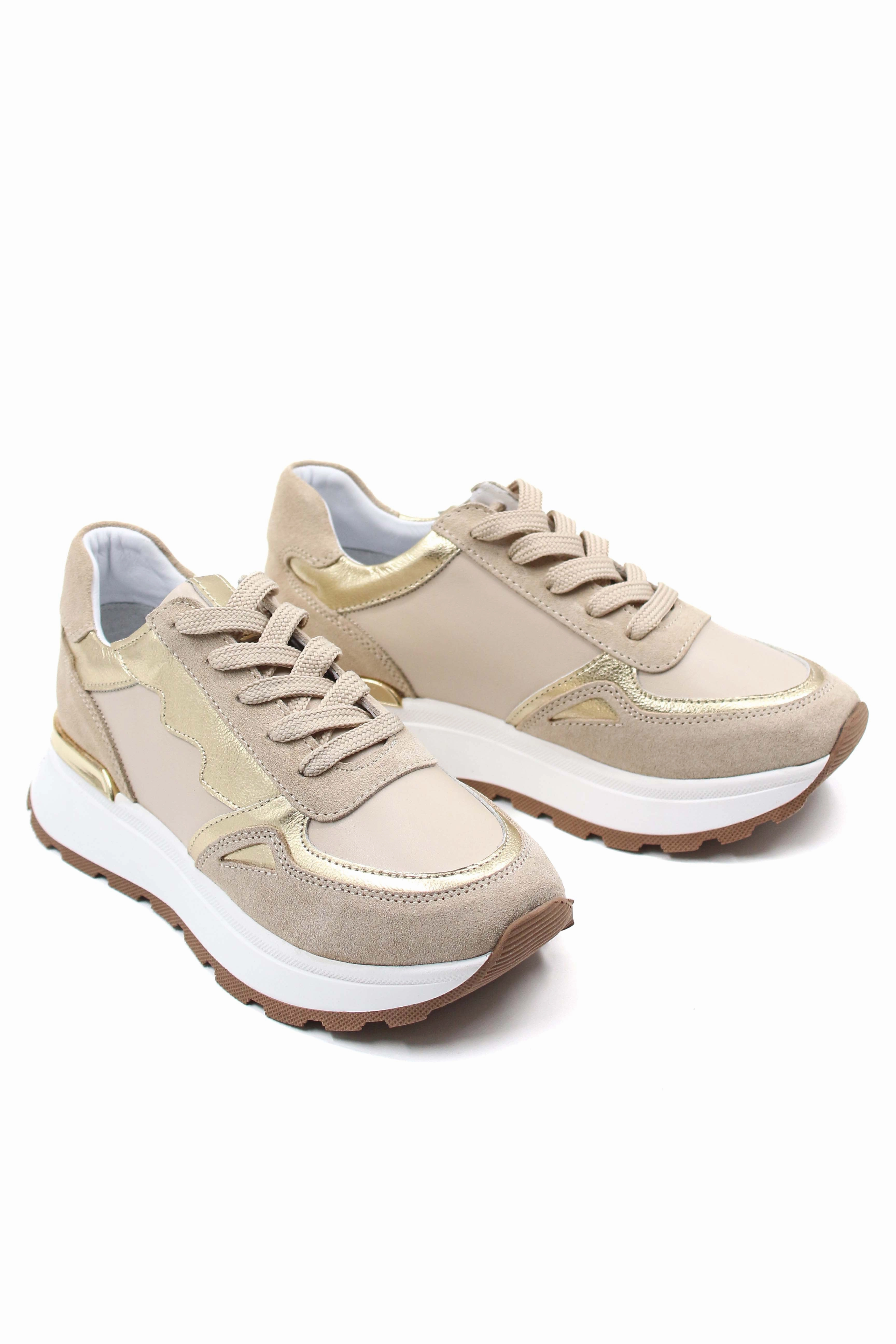 Casual Shoes For Men FST Genuine Leather Women's Casual Shoes 757ZA24066 Beige Gold - Purmerend