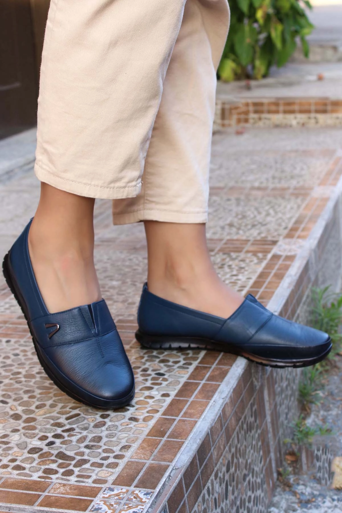 Heydude Wendy Fold Boot Casual Shoes FST Genuine Leather Women's Casual Shoes 864ZA101 Navy Blue - Gjilan