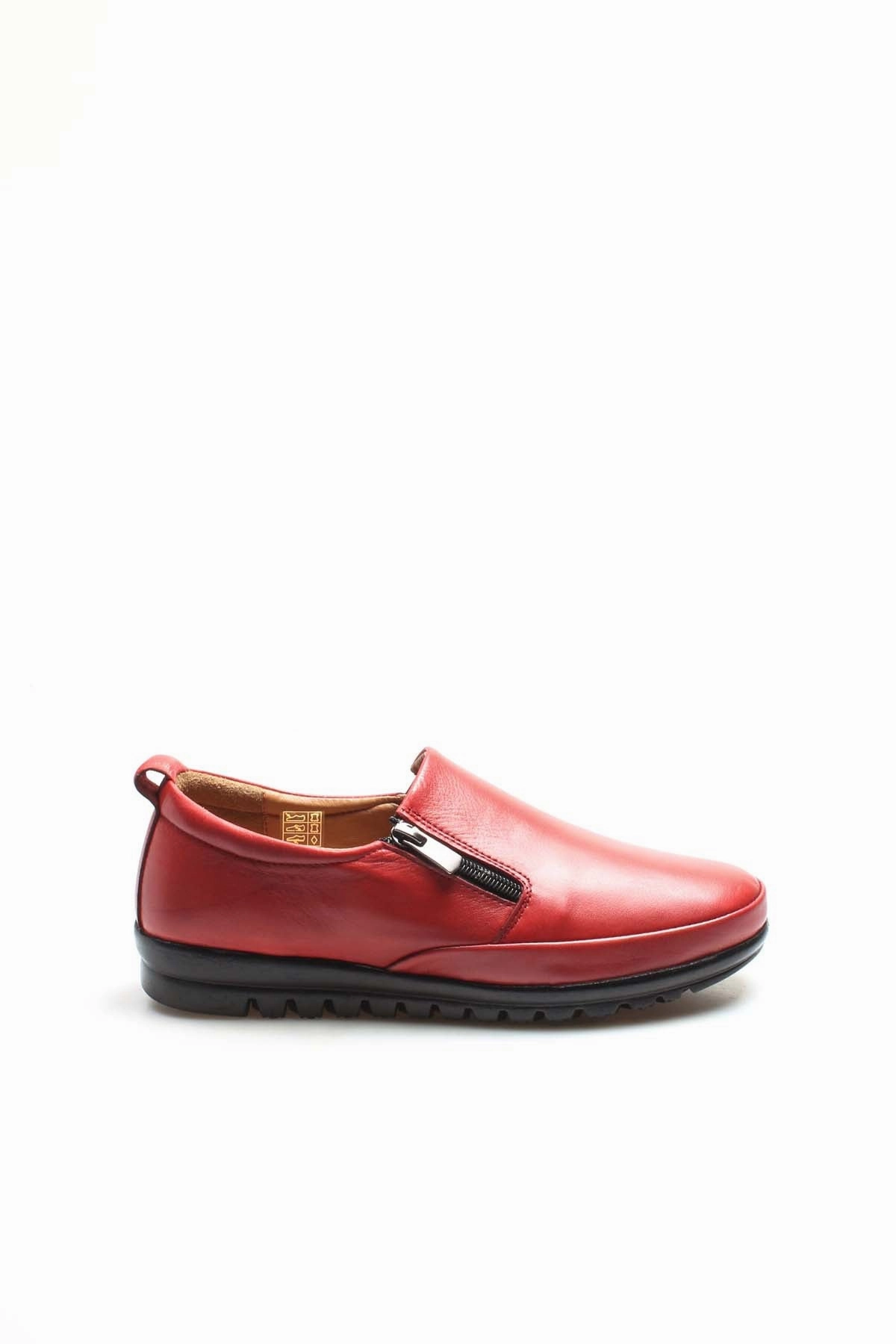 FST Genuine Leather Women's Casual Shoes 881ZA1085 Red - Tuckahoe Black Business Casual Shoes