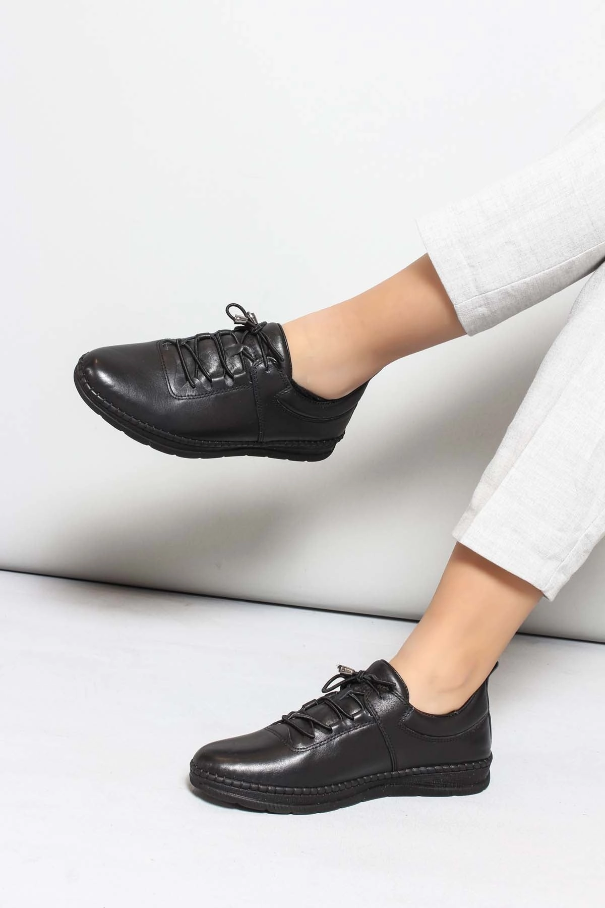 FST Genuine Leather Women's Casual Shoes 934ZA105 Black - Tizimn Casual Waterproof Shoes