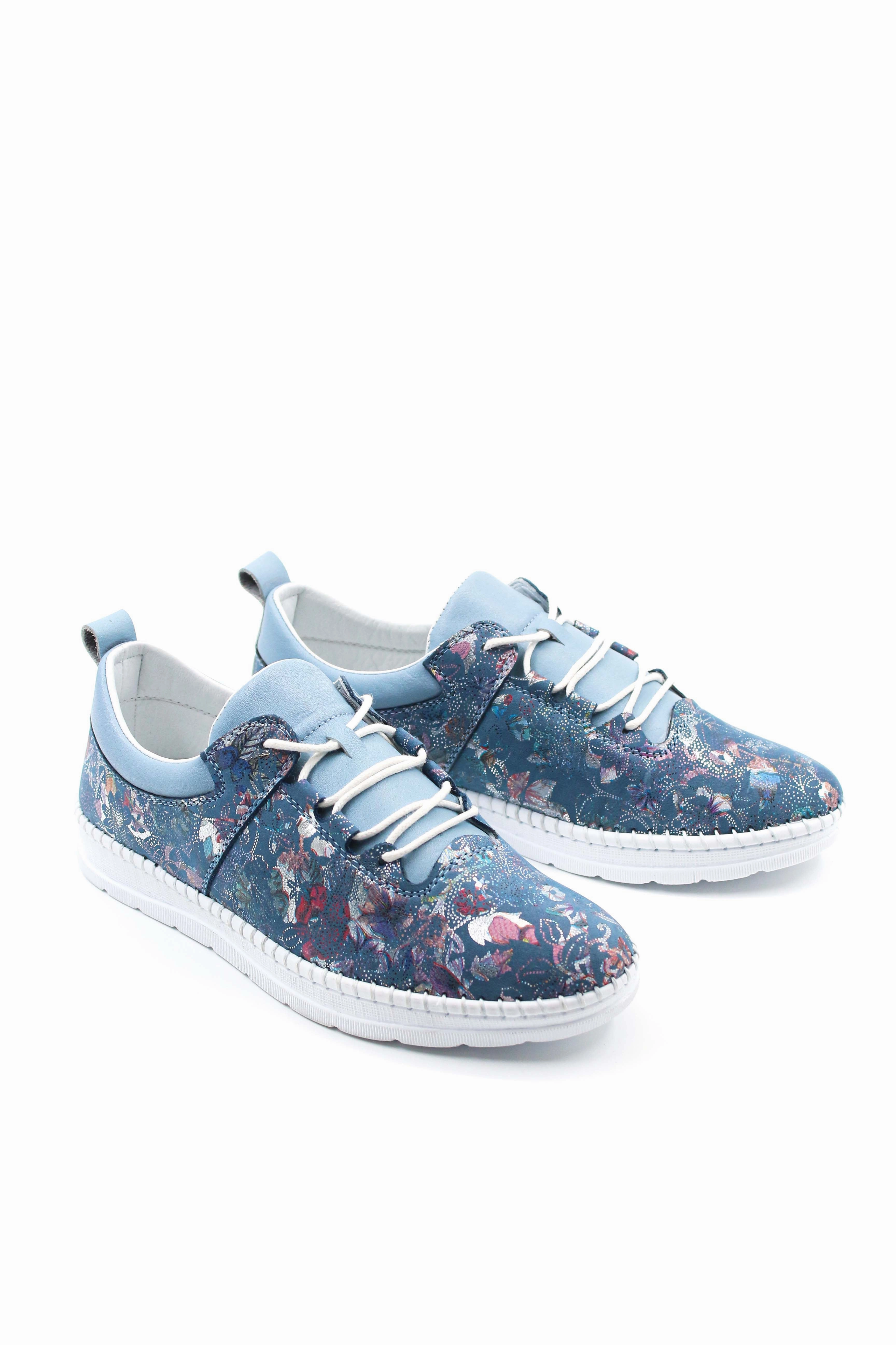 FST Genuine Leather Women's Casual Shoes 934ZA105 Denim Flower - San Francisco de los Romo Casual Italian Shoes